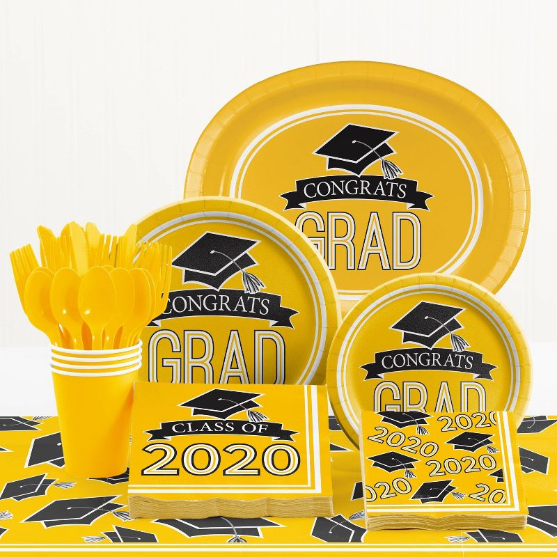 108ct Class Of 2020 Yellow Grad Beverage Napkins