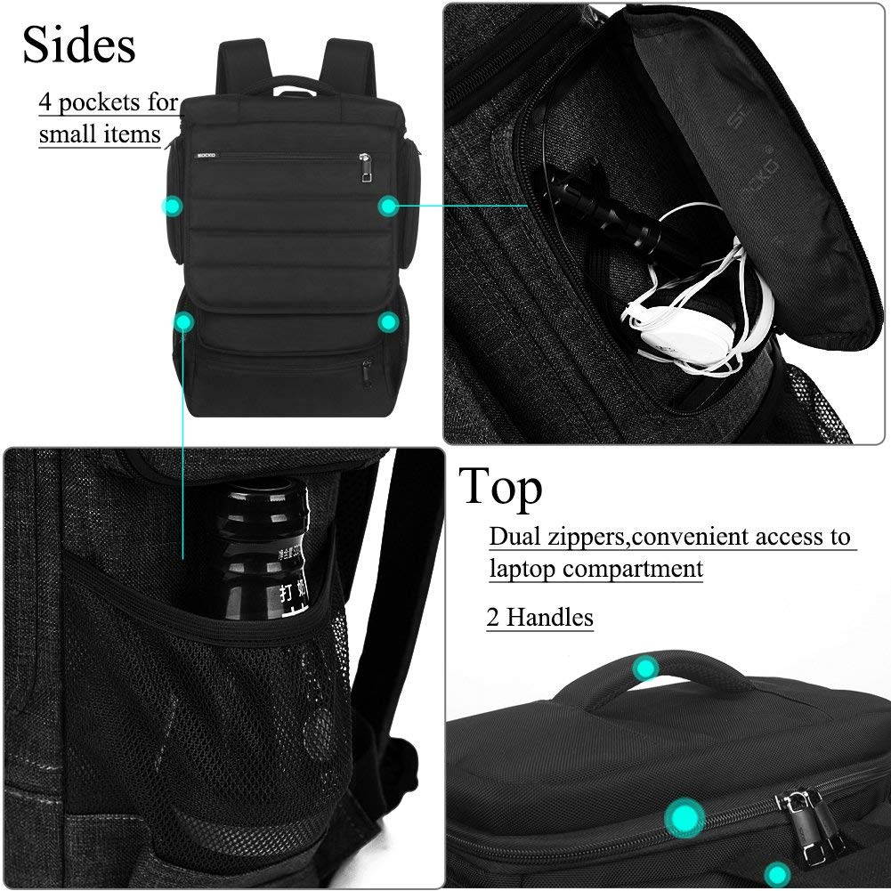 SOCKO 18 inch large Laptop Backpack for Men,Water Resistant Polyester Backpack ,Large Bookbag College Backpack Travel bag Black Business Backpack fit 17.3 18 18.4 laptops Macbook Computer,Gray