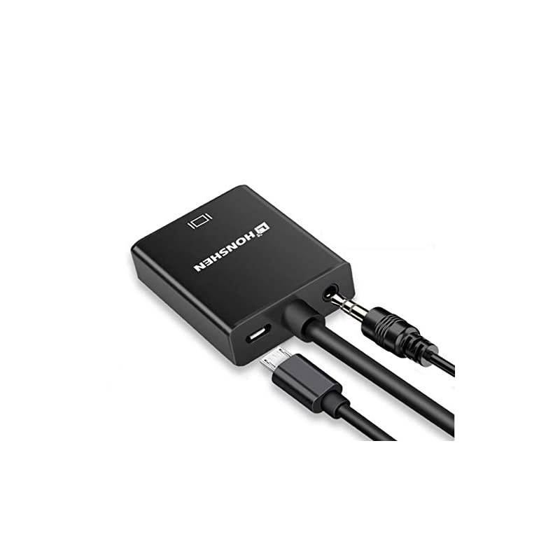 VGA to HDMI Adapter Converter with Audio Supports 1080P VGA Male to HDMI Female Audio Video Cable Converter for Connecting PC Laptop to HDTV DisplaysMonitor VGA to HDMI Gold