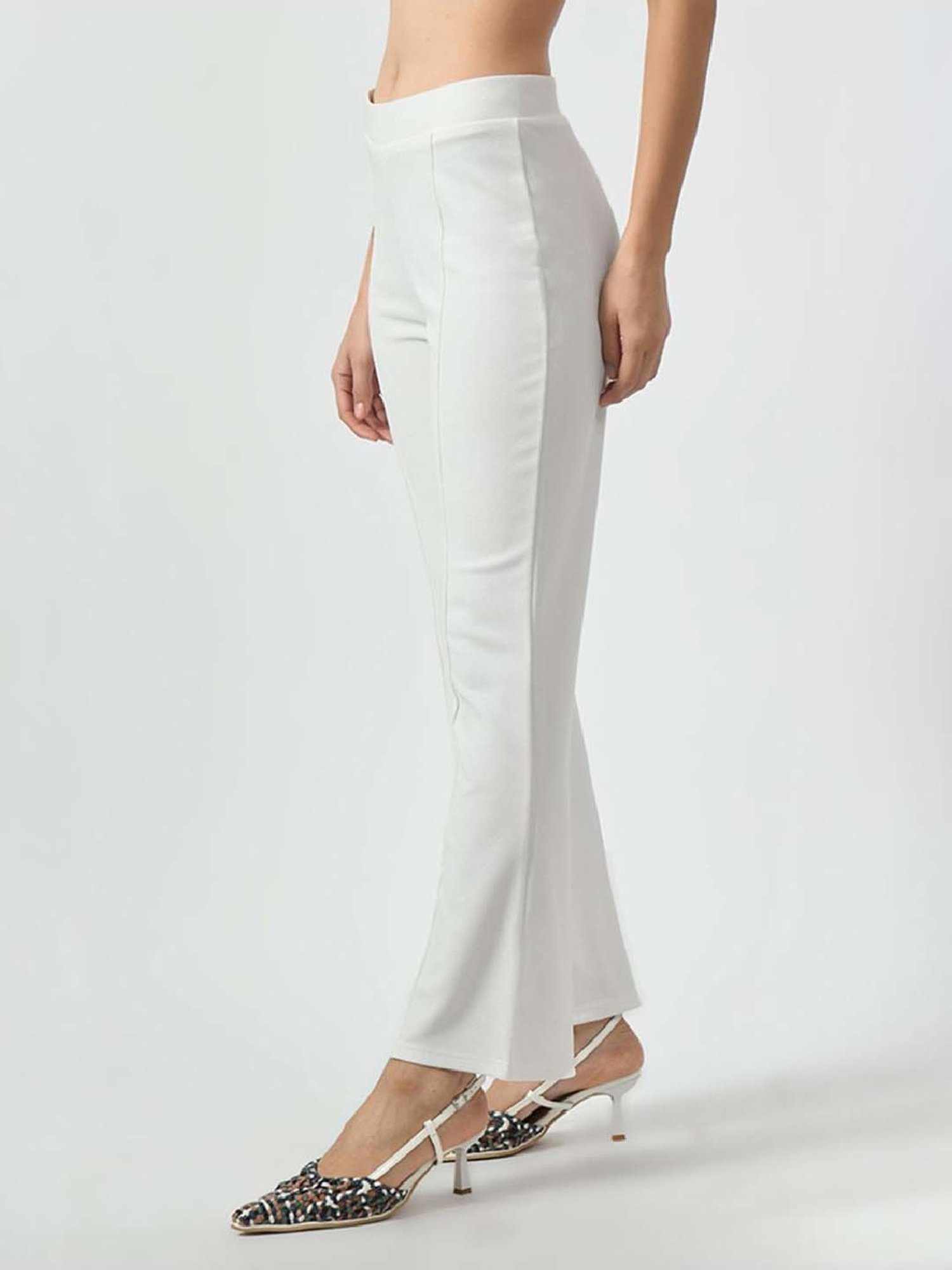 Office & You White Mid Rise Bootcut Pants