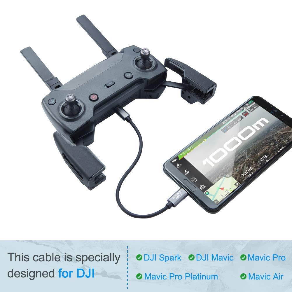 CableCreation DJI Mavic USB Type C Cable, 0.65 ft USB-C to Micro USB A OTG Cable, Compatible with DJI Spark/DJI Mavic/Mavic Pro/Mavic Pro Platinum/Mavic Air Controller 0.2m, Space Gray Aluminium