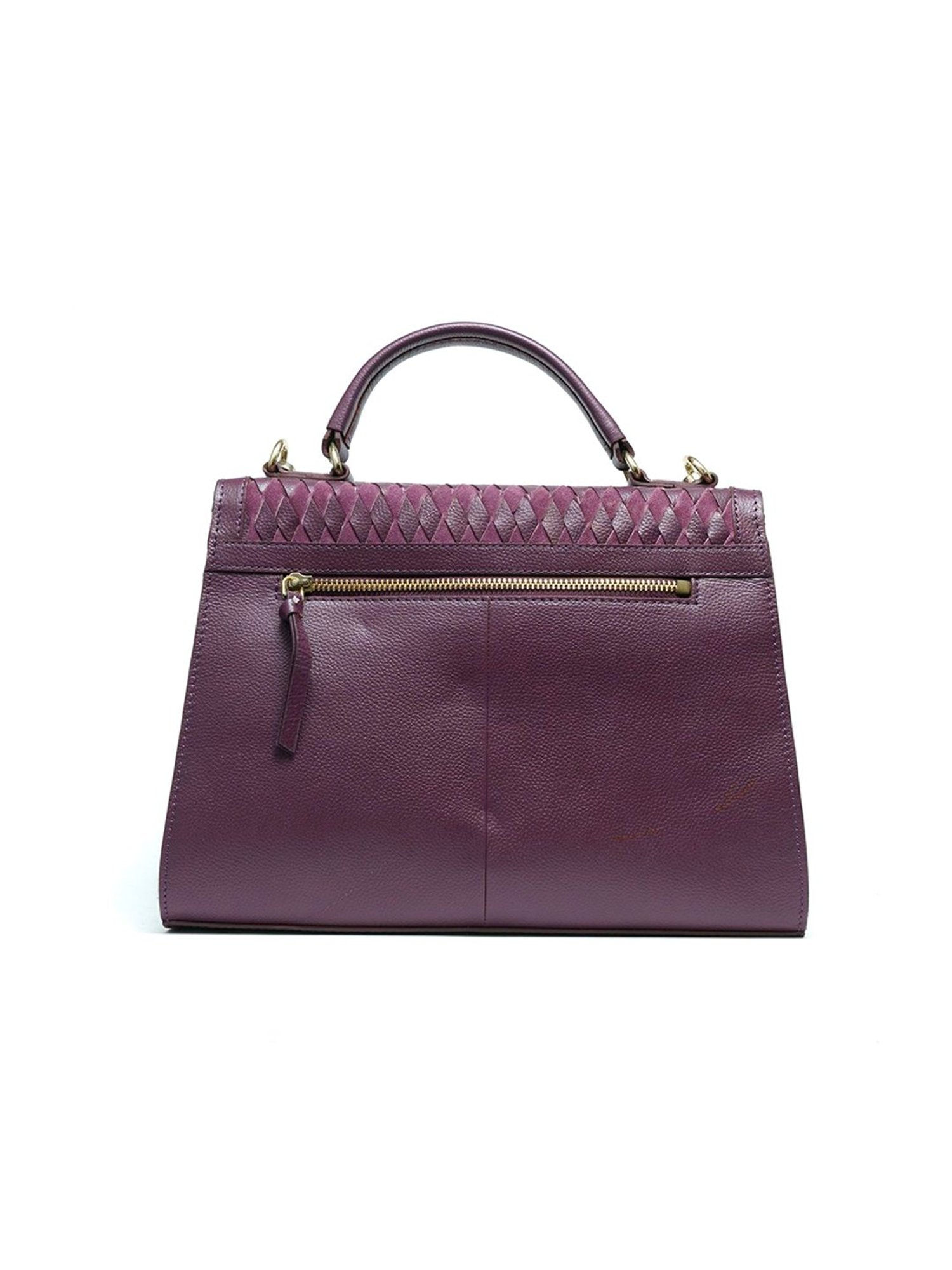 RI2K London Maroon Leather Large Textured Satchel Handbag