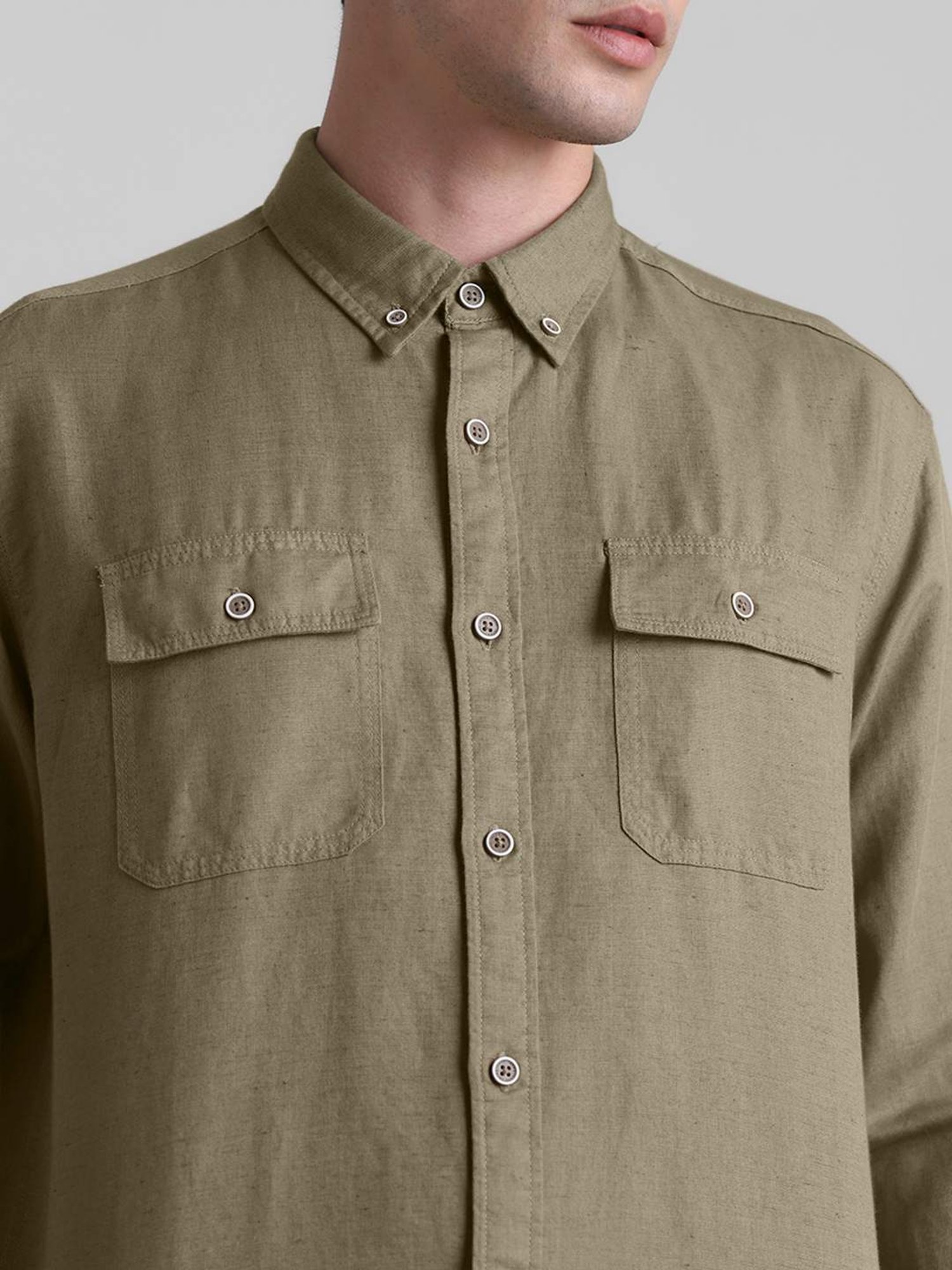 Jack & Jones Sepia Tint Linen Slim Fit Shirt