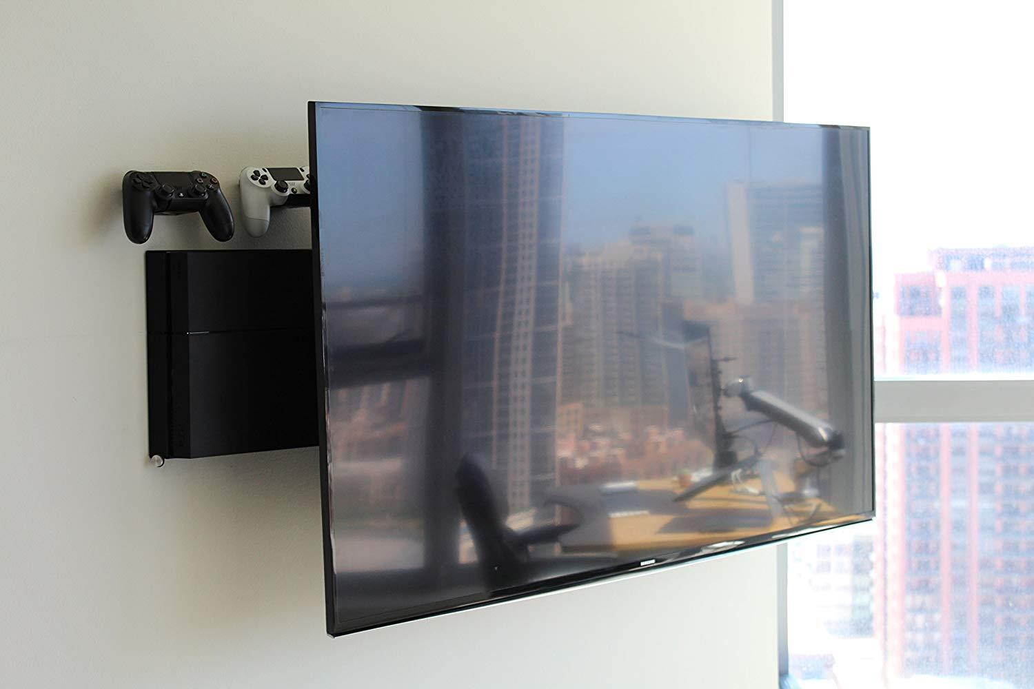 HumanCentric PS4 Mount (Black) | Mount on the wall or on the back of the TV | Patent Pending