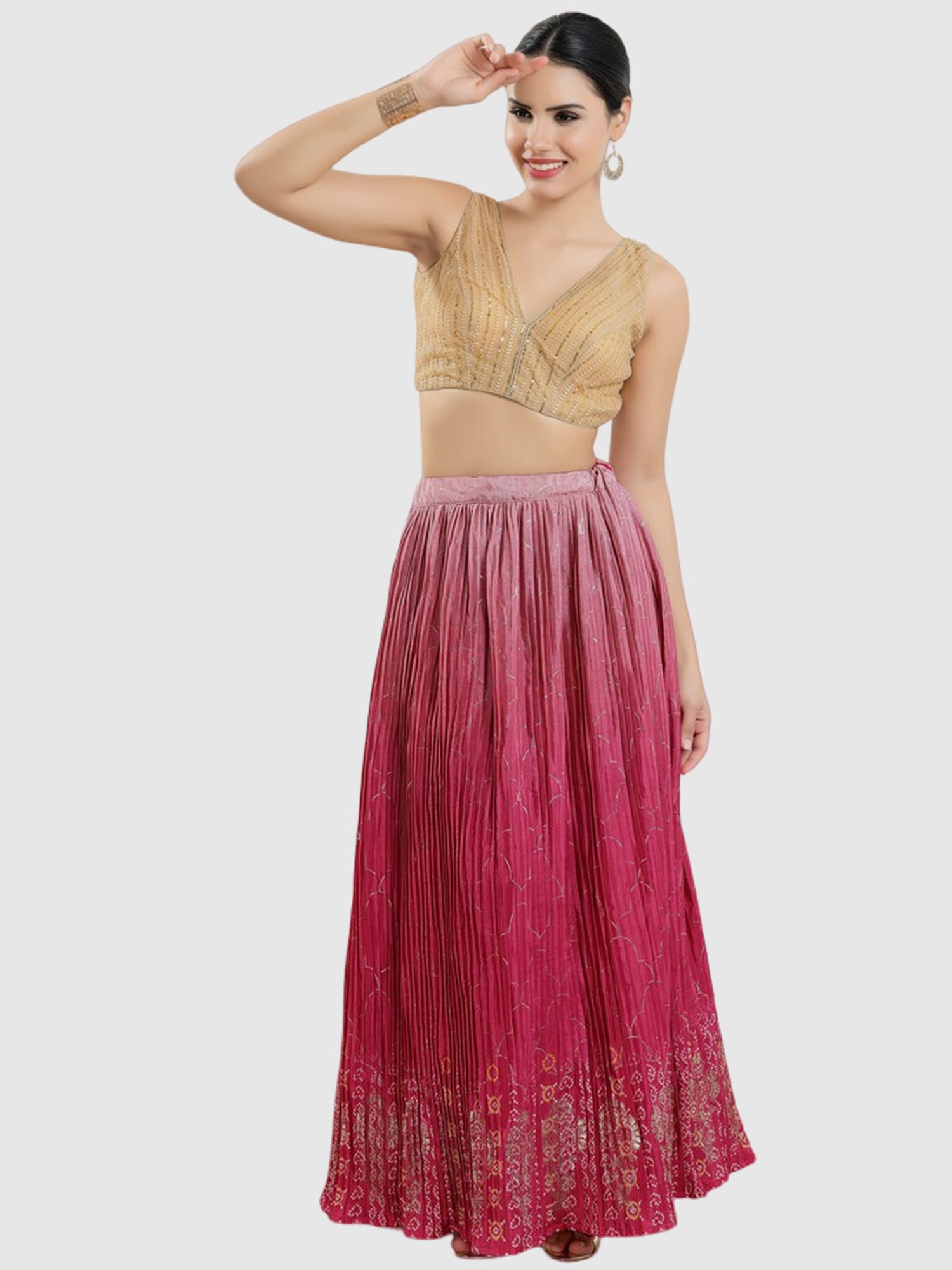 Salwar Studio Beige Embellished Blouse