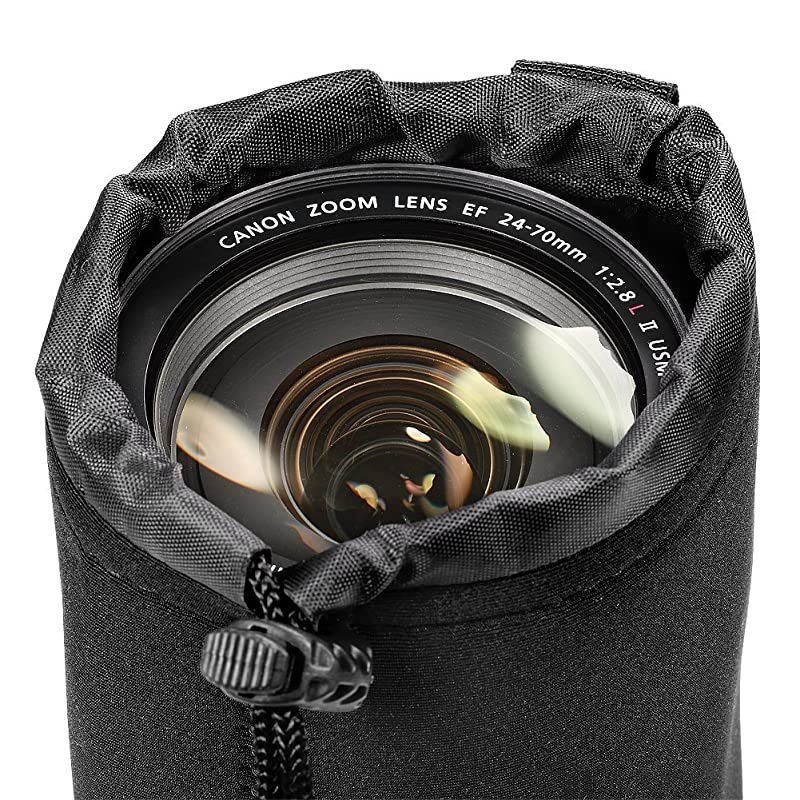 4X Lens Case Lens Pouch Bag with Thick Protective Neoprene for DSLR Camera Lens (Fit for Canon, Nikon, Sony, Olympus, Panasonic) Includes: Small, Medium, Large, XL Size