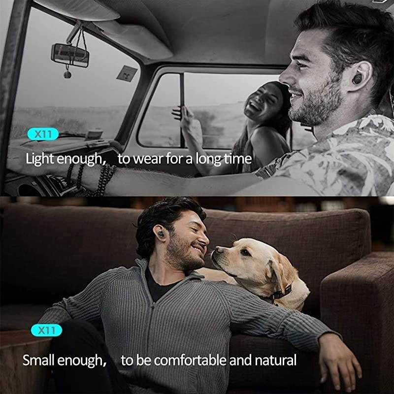 Single Bluetooth Earbud,  Mini Invisible Wireless Headset, in Ear Headphones, Sport Earpiece with Mic, Magnetic USB Charging for Car Vehicle Business, Waterproof Earphones for Samsung iPhone