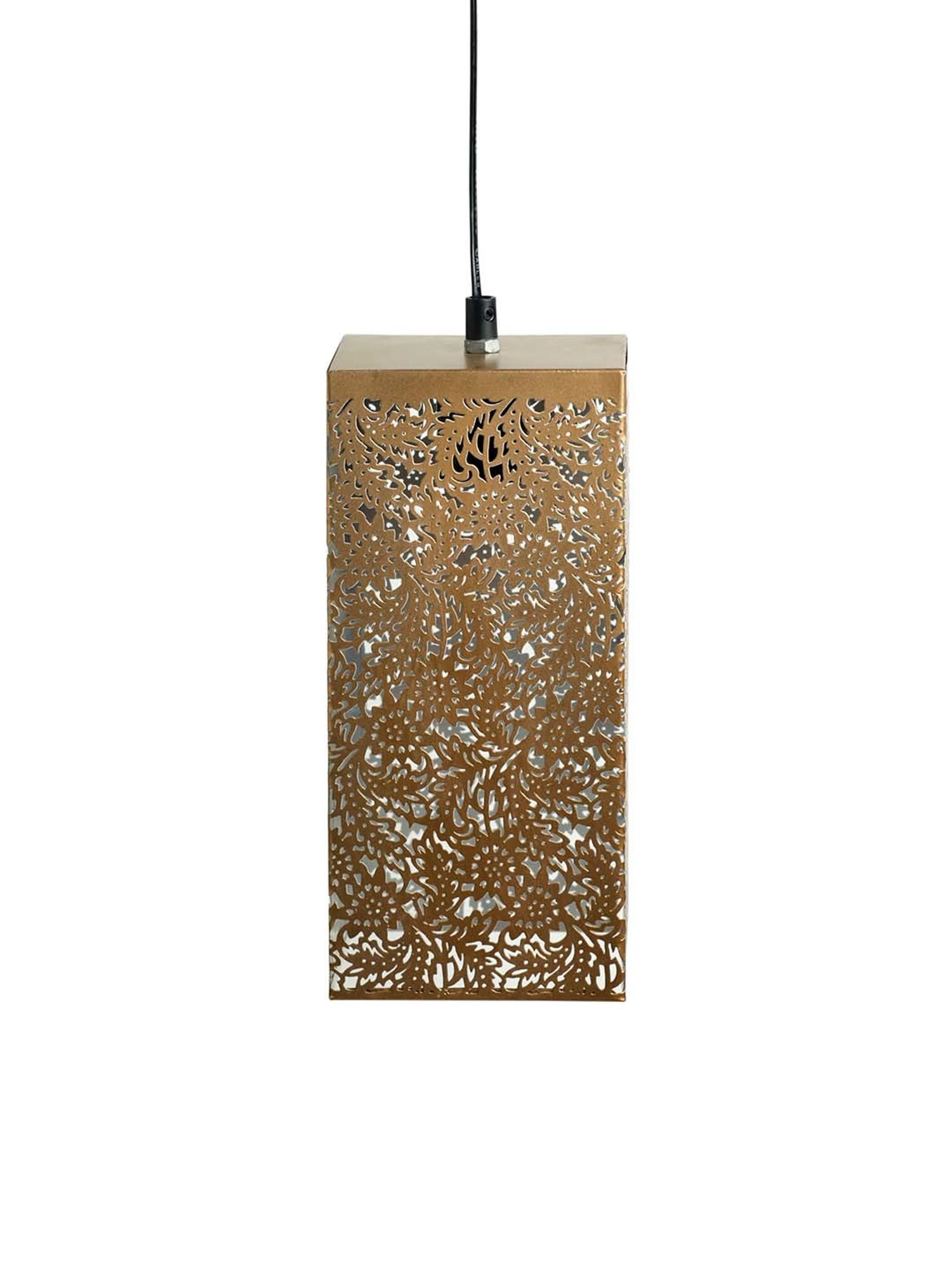 ExclusiveLane Monochrome Beige Iron Hand-Etched Hanging Pendant Lamp