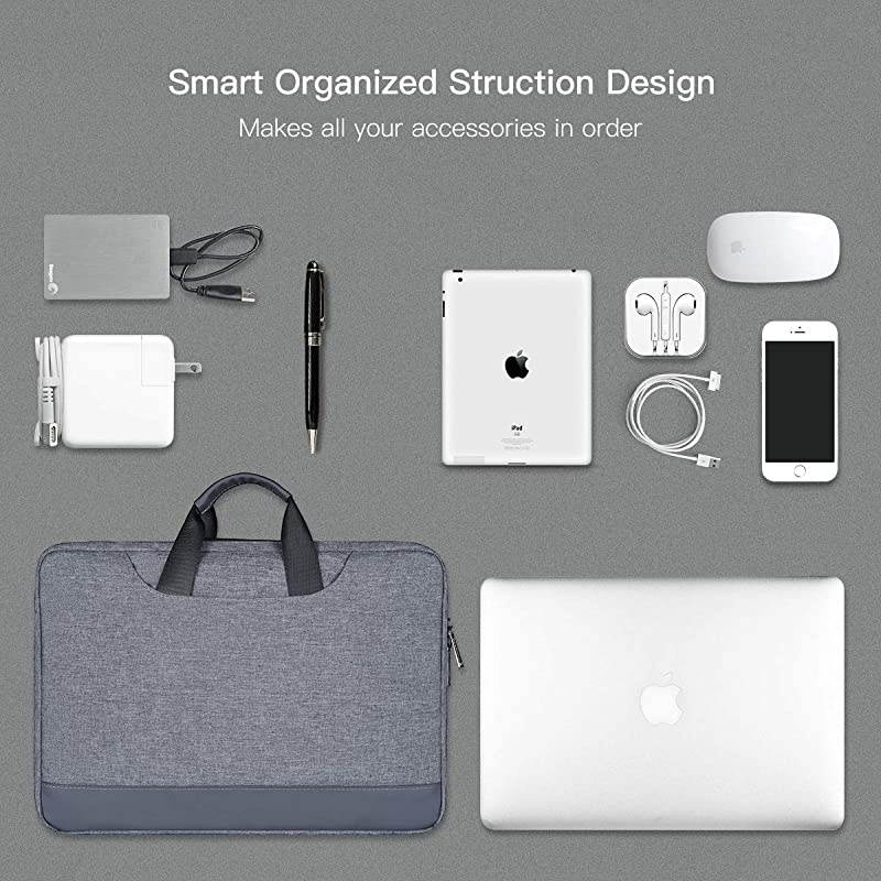 13 Inch Laptop Sleeve Bag, Waterproof Men Women Laptop Briefcase Organizer for Dell XPS 13 7390, Lenovo Chromebook C330, Macbook Air 13 A2337 A2179, Surface ASUS HP Chromebook Carrying Case, Gray