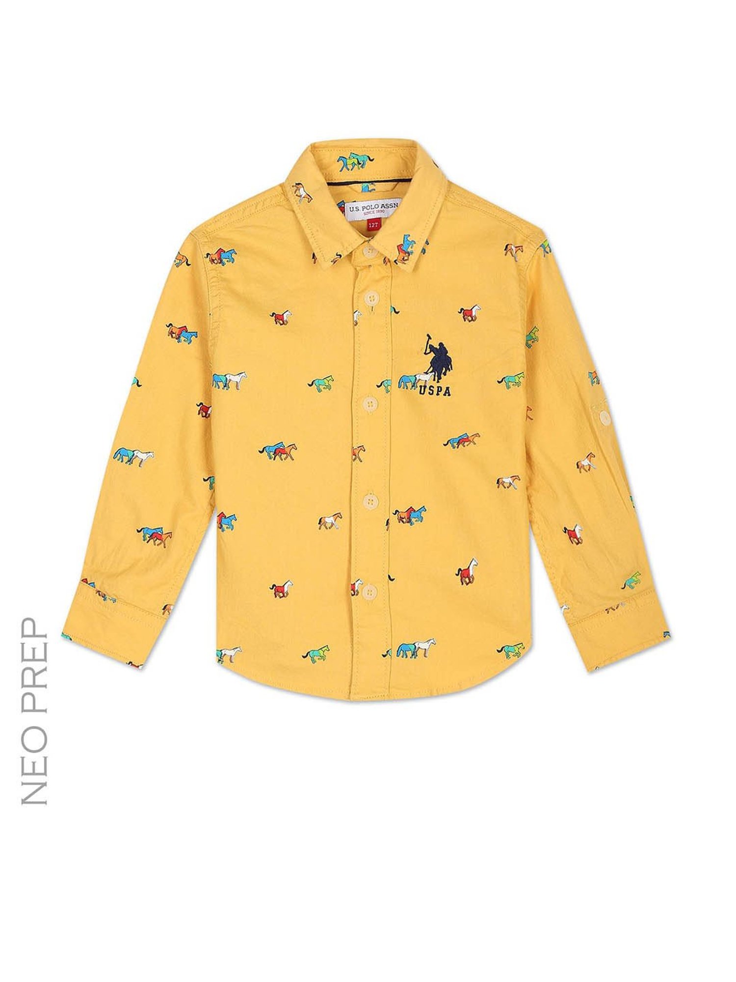 U.S. Polo Assn. Boys Yellow Printed Full Sleeves Shirt