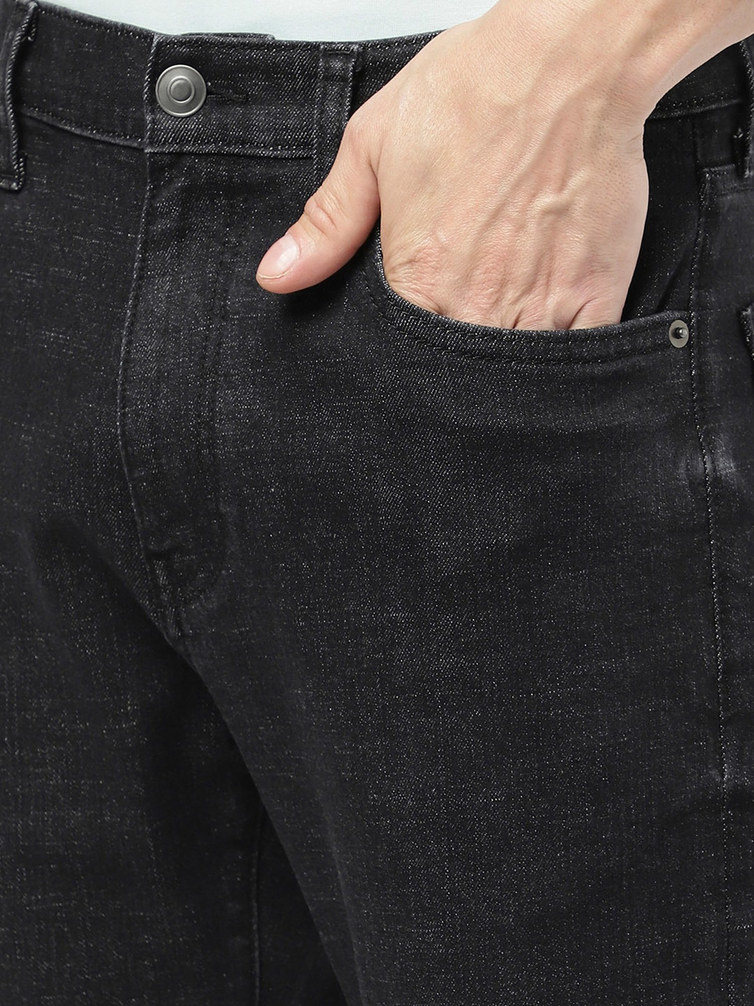 Passion Black Regular Fit Lightly Washed Jeans