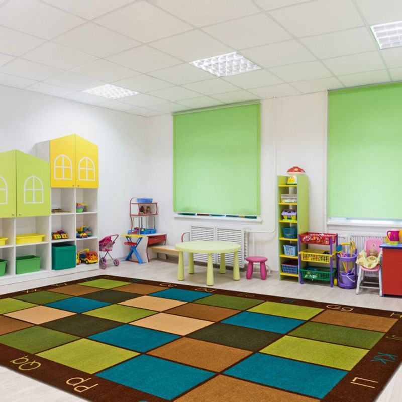 6'x9' Rectangle Woven letters Area Rug Brown - Carpets For Kids