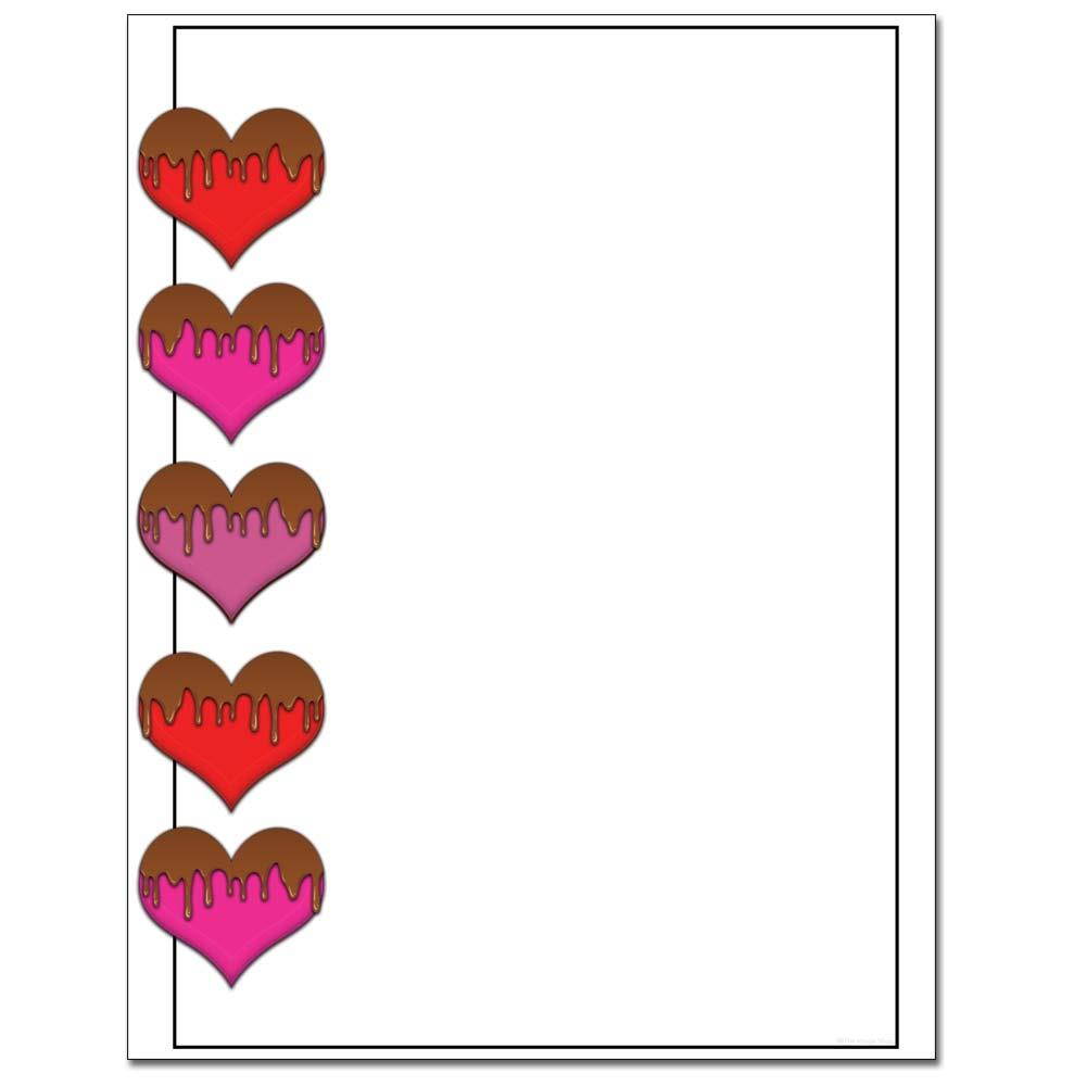 Chocolate Covered Hearts Letterhead Laser & Inkjet Printer Paper, 100 pack