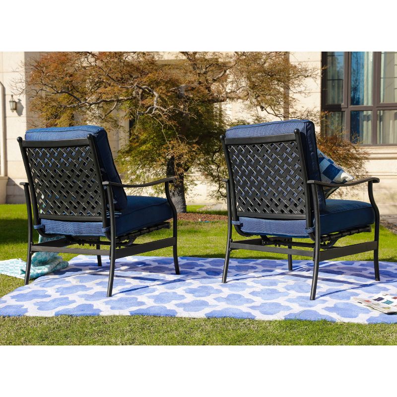 2pc Steel Outdoor Patio Accent Chairs Blue - Lokatse