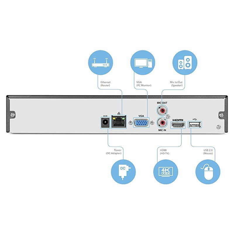 4K NV4116HS 16CH 720P1080P3MP4MP5MP6MP8MP4K Network Video Recorder Supports up to 16 x 8Megapixel IP Cameras Supports up to 6TB Hard Drive Not Included No PoE Ports Included