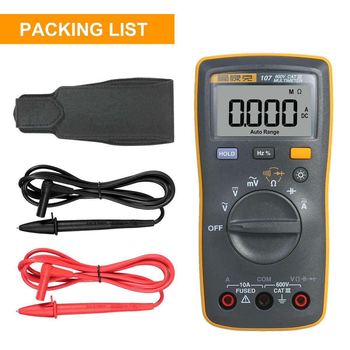 FLUKE 6000 Counts Mini Palm-sized Multimeter Digital Multimeter Handheld Voltmeter Portable Ammeter Voltage Meter Universal Meter Measuring AC/DC Voltage AC/DC Current Resistance Capacitance