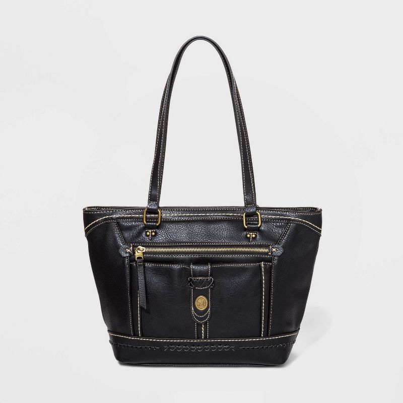 Bolo Zip Closure Tote Handbag with Power Bank - Black