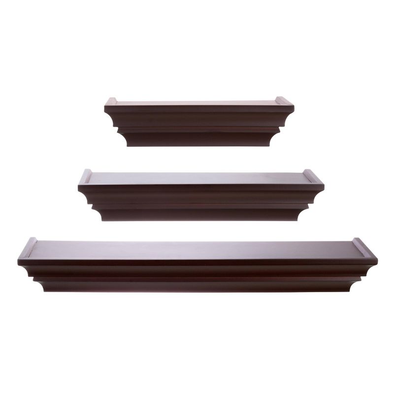 Madison Decorative Wall Ledge Shelf Set of 3 - Espresso