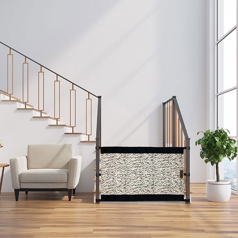 The Stair Barrier Portable Regular Banister to Banister Retractable Fabric Baby and Pet Safety Gate, 36 to 42 Inch, Shades of Linen Black