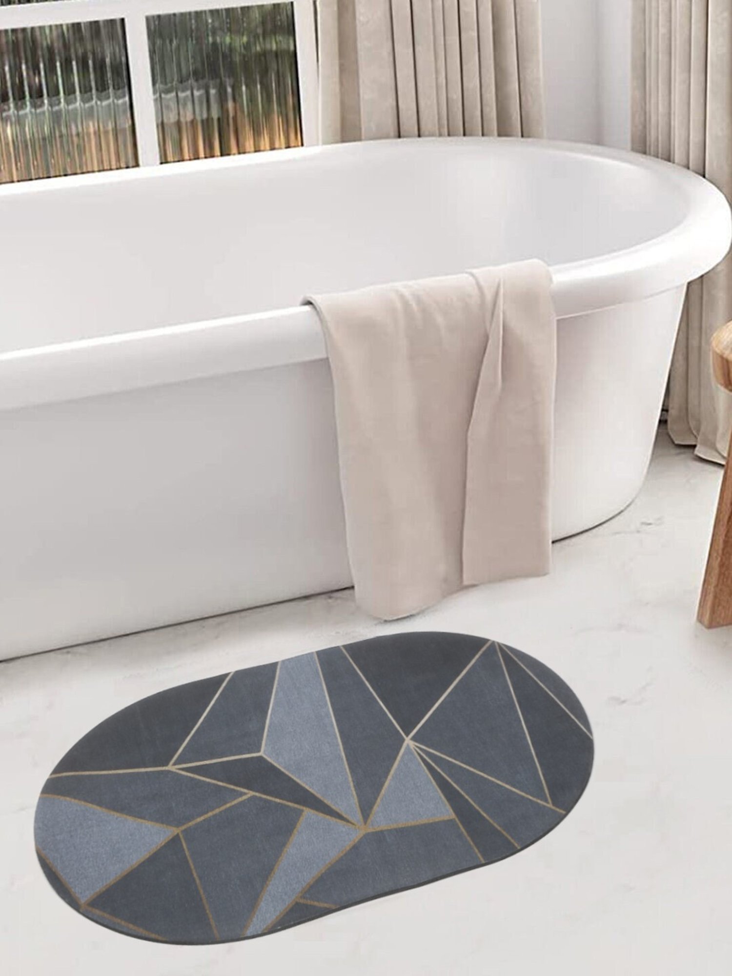 HOSTA HOMES Anti Skid Abstract Multicolor Others Non Slip Bath mat