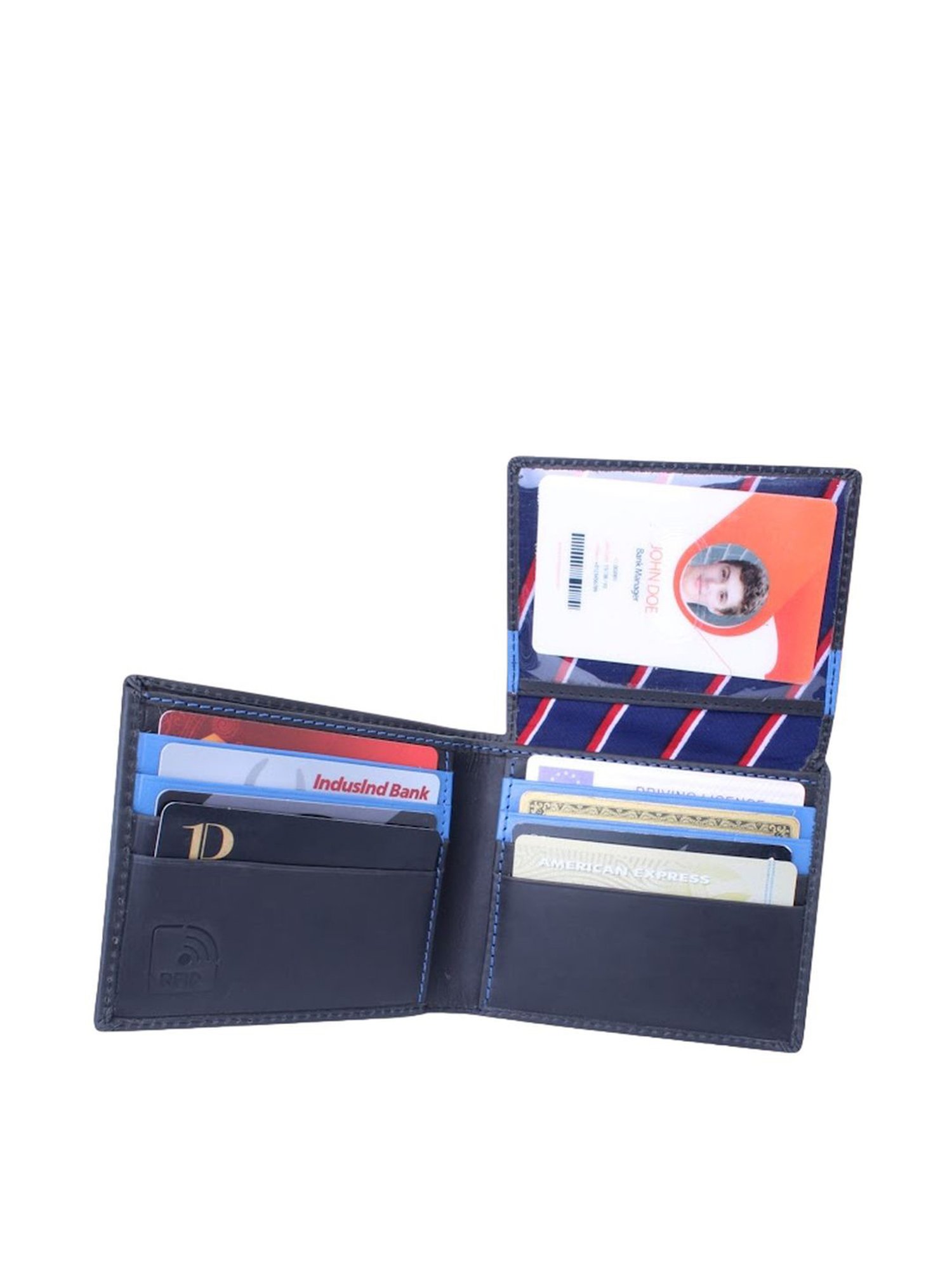 THE HOLISTIK Spirit Black & Royal Blue Casual Leather Bi-Fold Wallet for Men