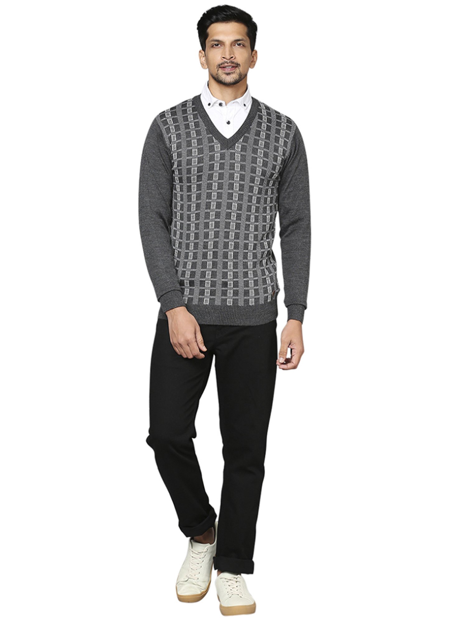 Raymond Grey  Regular Fit Printed Sweaters