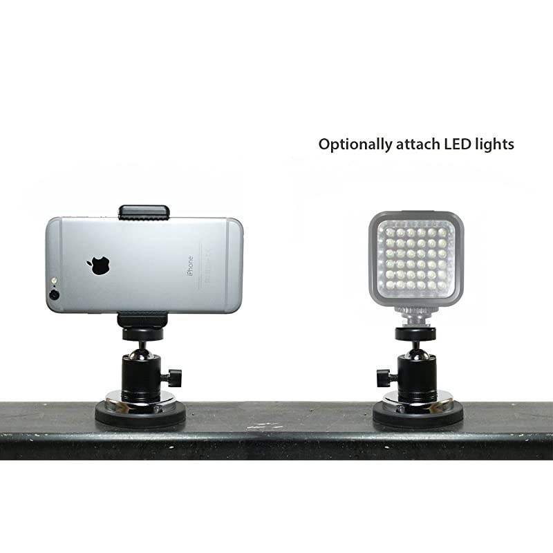 Rubber Coated Magnetic Camera amp Phone Mount wBall Head for DLSR Sports Camera or Phone Great for Video Pictures Livestreaming or WOD XL Rubber Coated Magnet