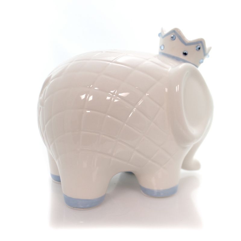 Bank 7.75" White/Blue Coco Elephant Bank Baby Hand Painted  -  Decorative Banks