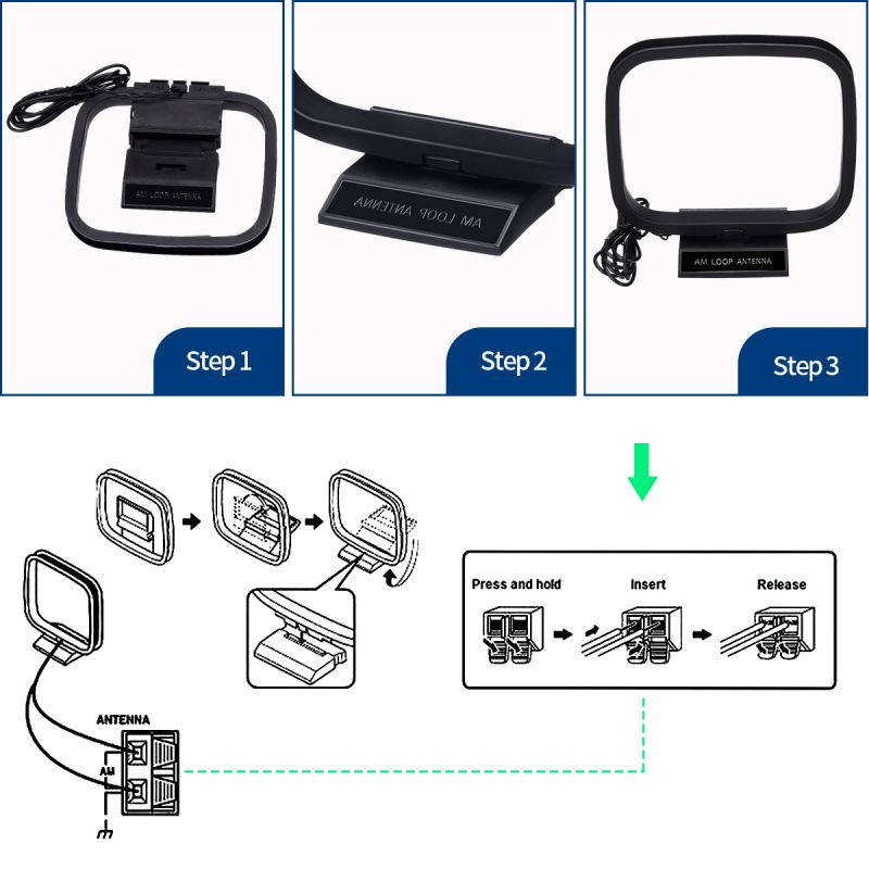 AM FM Loop Antenna 2 Pin Bare Wire Connector AM Antenna Cable Wire for Home Stereo Audio Receiver System Indoor
