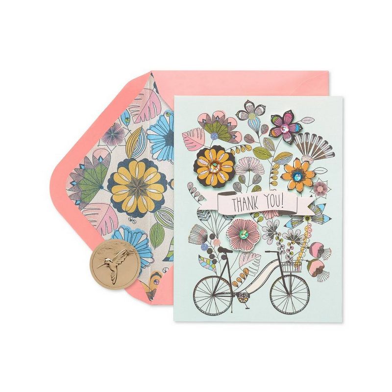 8ct Flowers & Bike Handmade Boxed Thank You Blank Note Cards - PAPYRUS