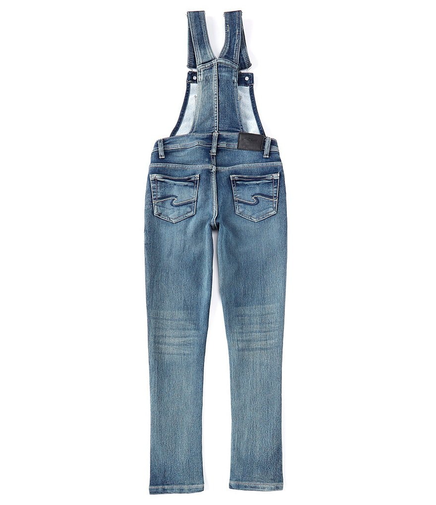 Silver Jeans Co. Big Girls 7-16 Nisha Knit Denim Jean Overalls