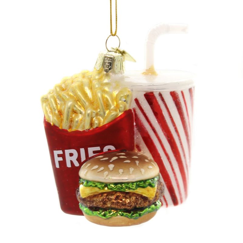 Noble Gems 3.75" Fast Food Combo Ornament Fries Burger Drink  -  Tree Ornaments