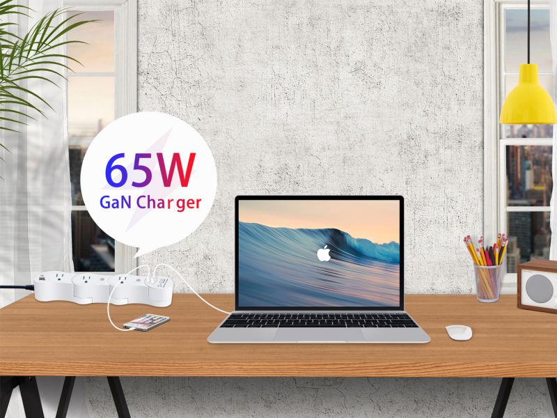 EDO Pivot Power Smart Outlet with 65W GaN Fast Charging Module for Macbook&iphone, Three Smart Sockets Work with Amazon Alexa&nbsp;/ Echo/ Dot / Tap, Smart Power Strip Smart Socket with USB Charger