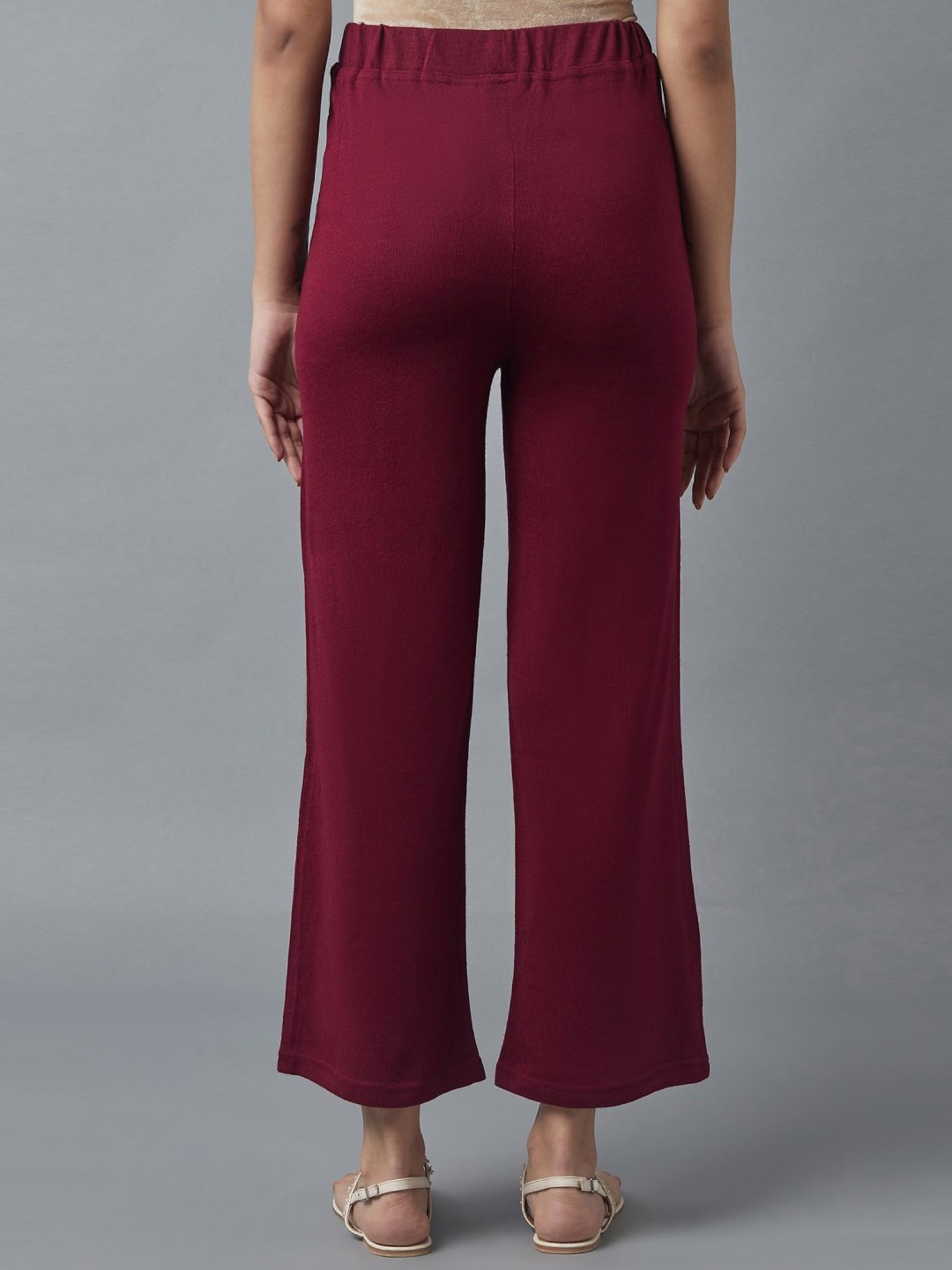Elleven Maroon Plain Palazzos