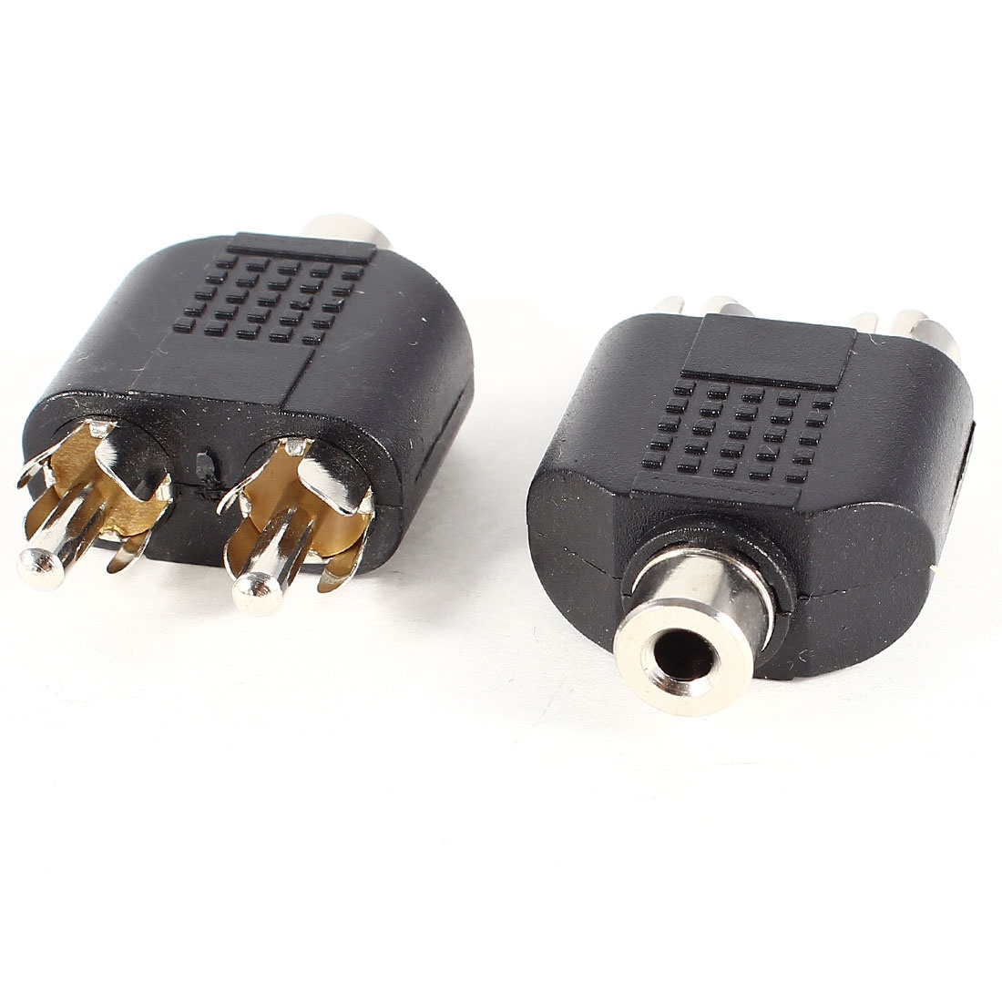 2 Pieces 3.5mm Female to 2 RCA Male F/M Adapter Audio Splitter Connector Black