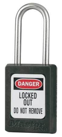 Lockout Padlock, Keyed Alike, Black, 3/16In., PK6