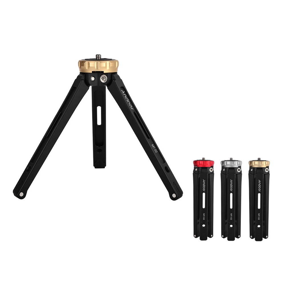 Andoer MT-02 Mini Desktop Tripod Aluminum Alloy 1/4" Screw Max. Load 15kg/ 33lbs for DSLR Digital Video Camera DV