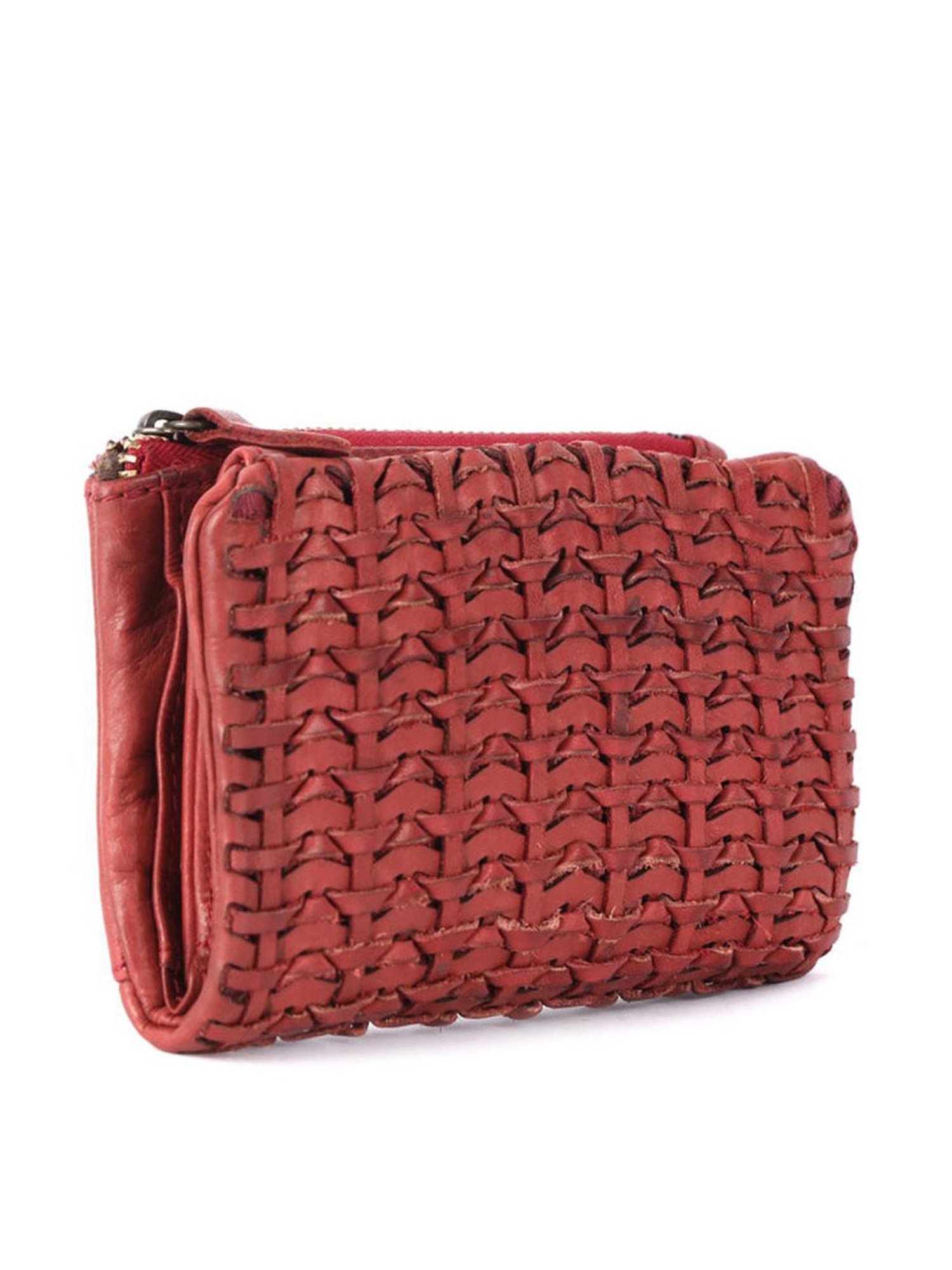 KOMPANERO Levi Red Leather Textured Wallet