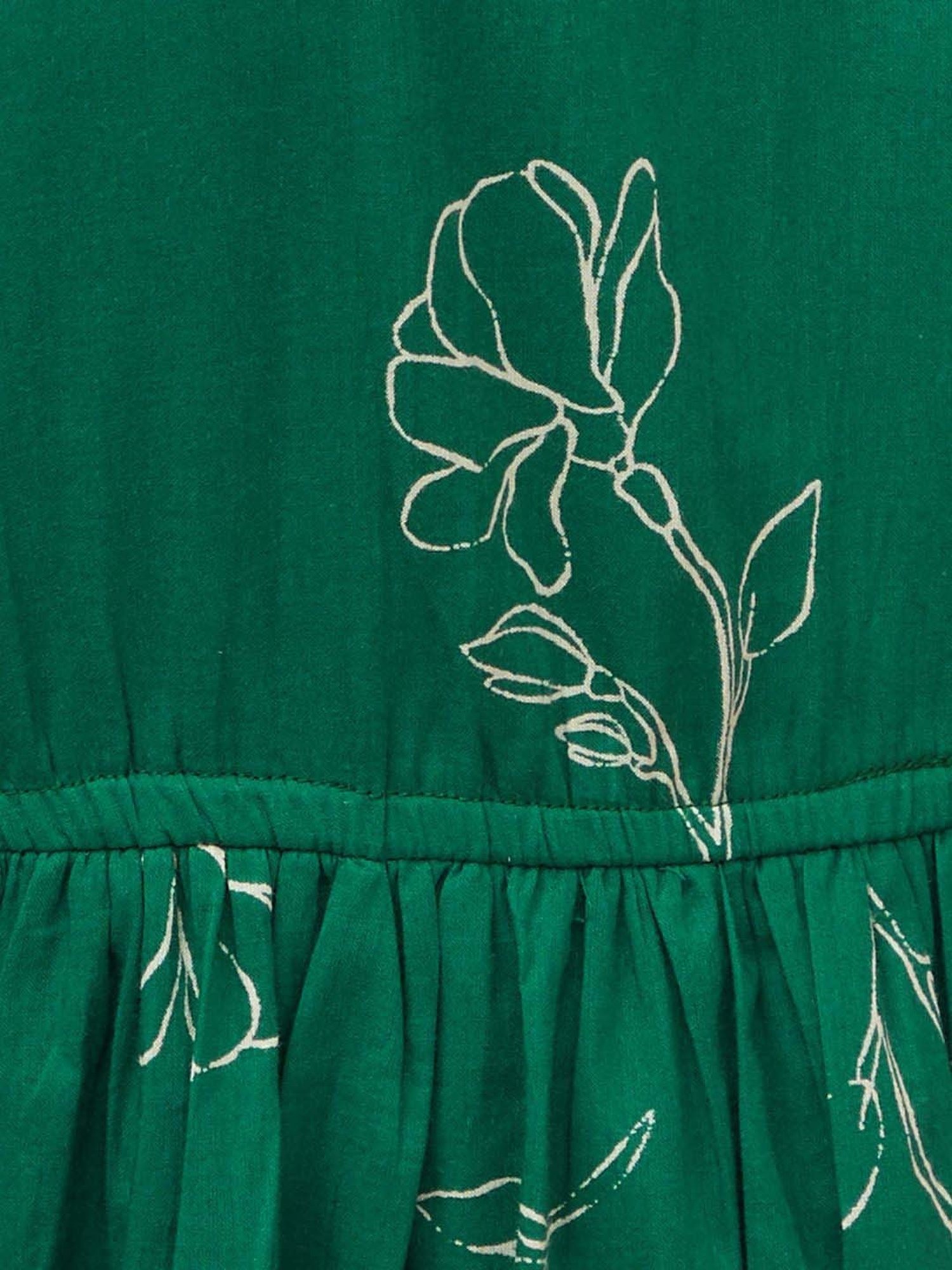 Colour Me by Melange Green Cotton Printed Maxi Dress