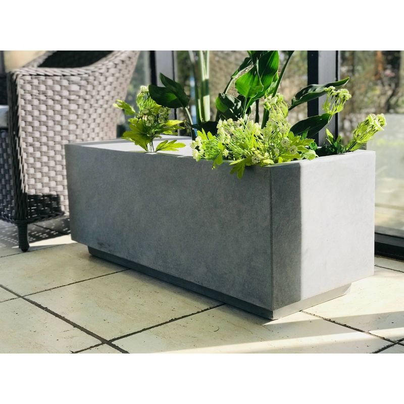 14.6" Kante Lightweight Modern Outdoor Concrete Square Planter Natural Gray - Rosemead Home & Garden, Inc.