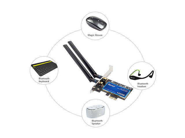 Fenvi FV-HB1200 Desktop Wireless AC1200 Dual Band PCI Express Hackintosh Wi-Fi Adapter, Bluetooth 4.0, Support Mac OS/Windows, 2.4G/5Ghz, 802.11ac, With Broadcom Wifi Card, 2x 6db Antennas