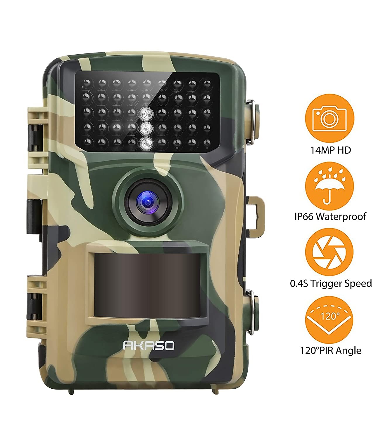 Campark Trail Camera 1080P Hunting Cam 14MP Wildlife Game Scouting Night Vision