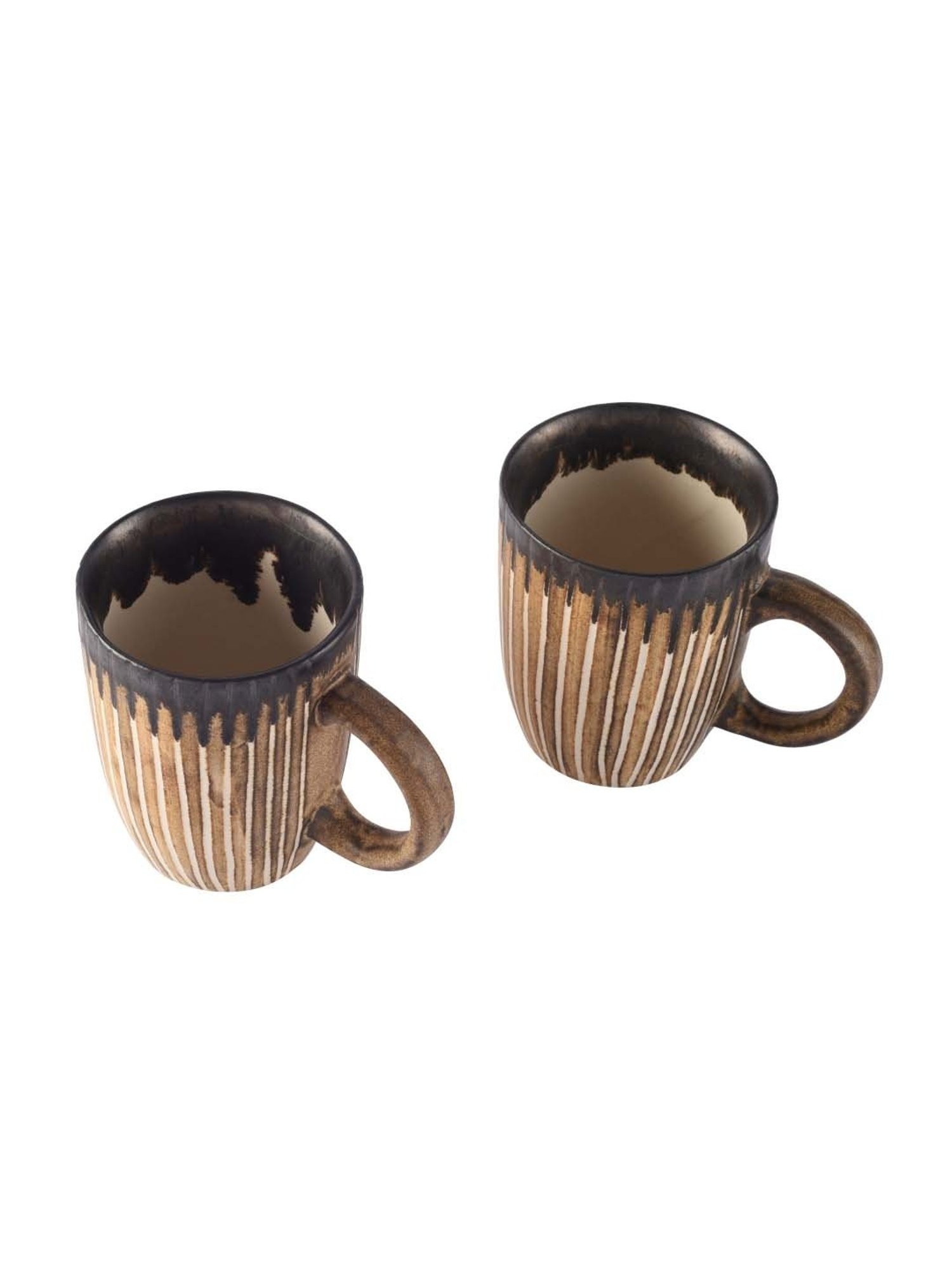 Unravel India Brown Ceramic Coffee Mug - Set of 2