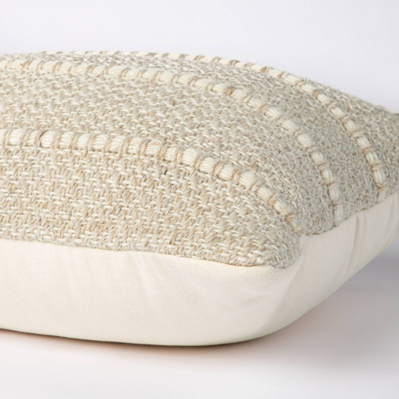 Oversize Woven Wool Cotton Lumbar Throw Pillow Brown/Cream - Threshold™ designed with Studio McGee