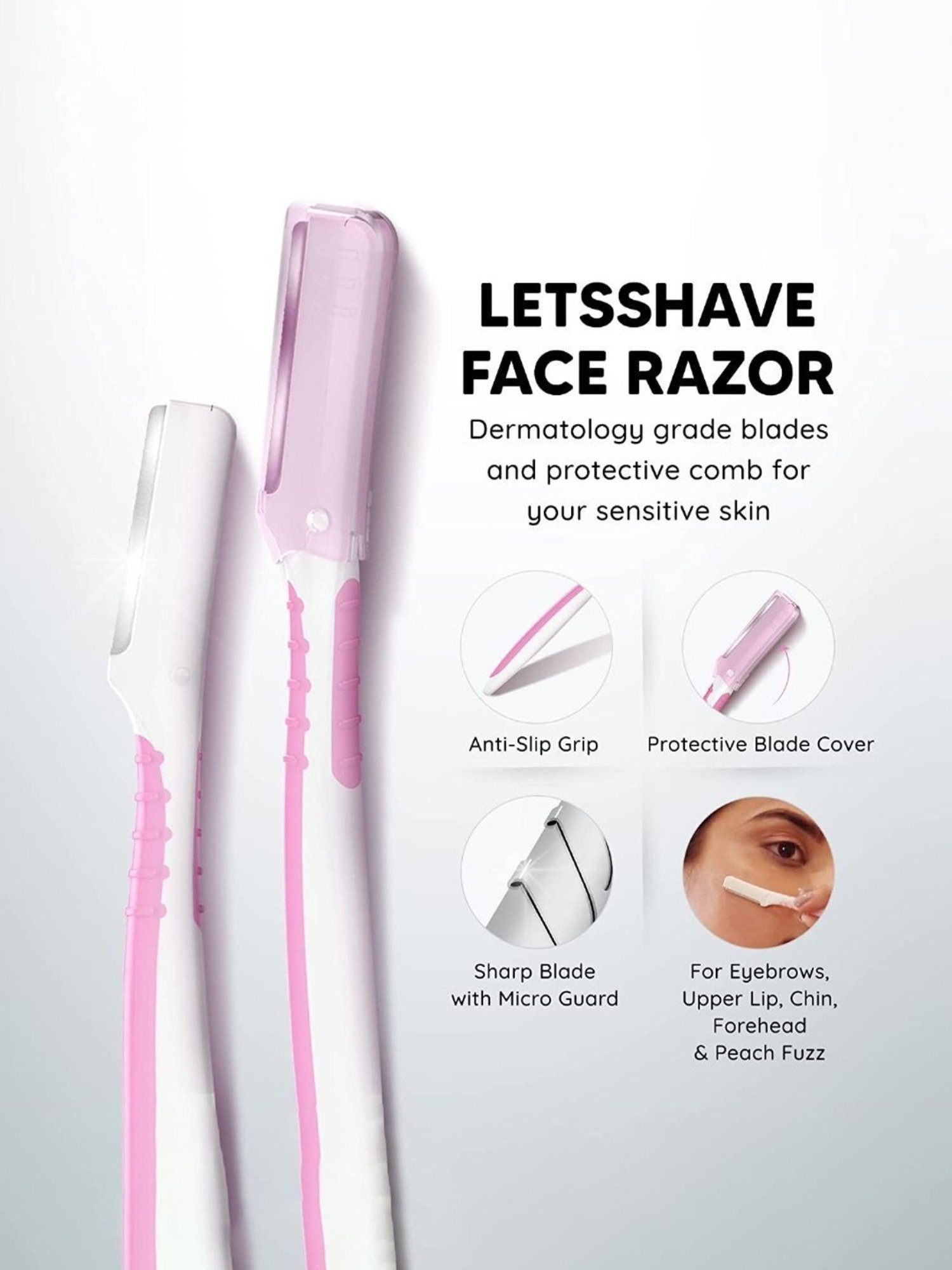 LetsShave Evior 6 Combo Gift Set for Women - Razor Handle + Pack of 2 Blades (Multicolor)