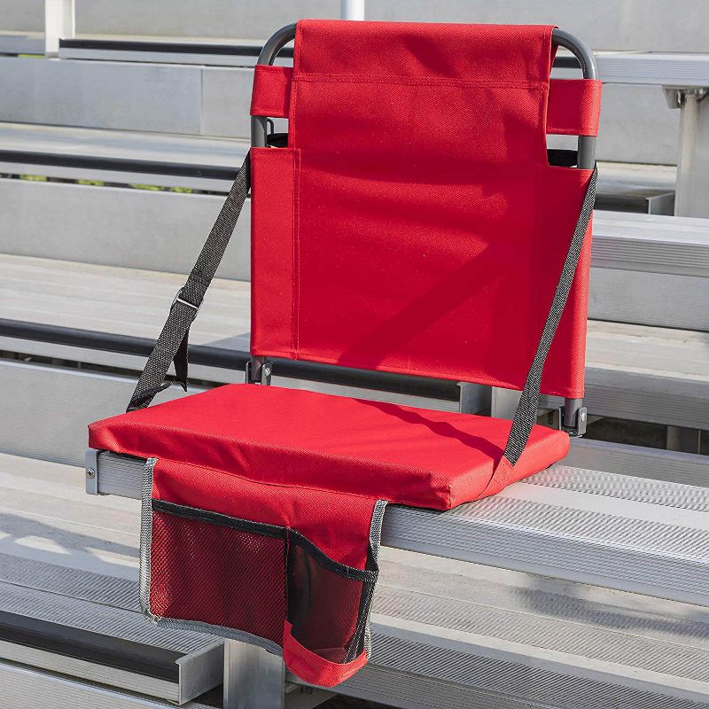 Eastpoint Sports Adjustable Bleacher Backrest Stadium Seat w/ Cup Holder, Red