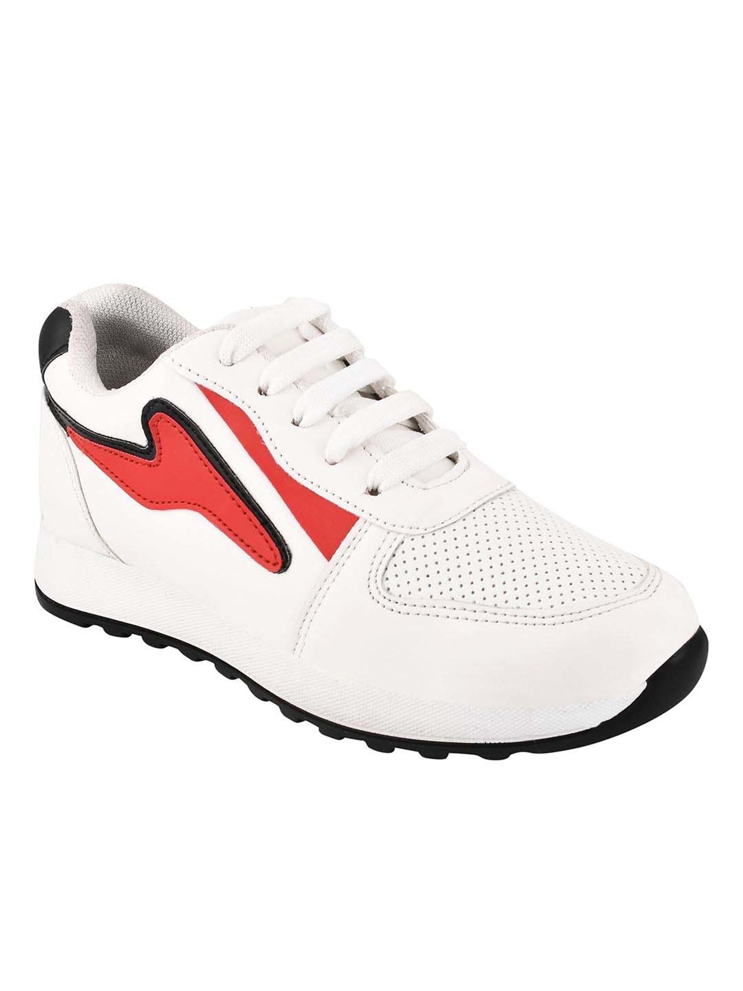 Shoetopia Kids White & Red Casual Sneakers