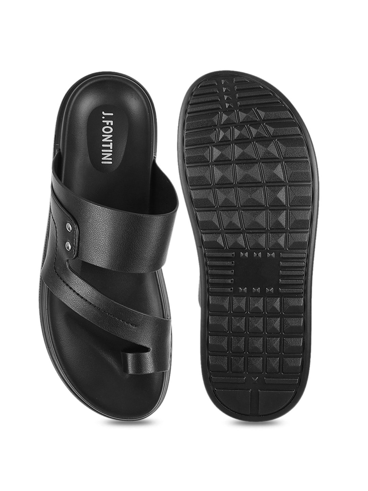J. Fontini by Mochi Men's Black Toe Ring Sandals