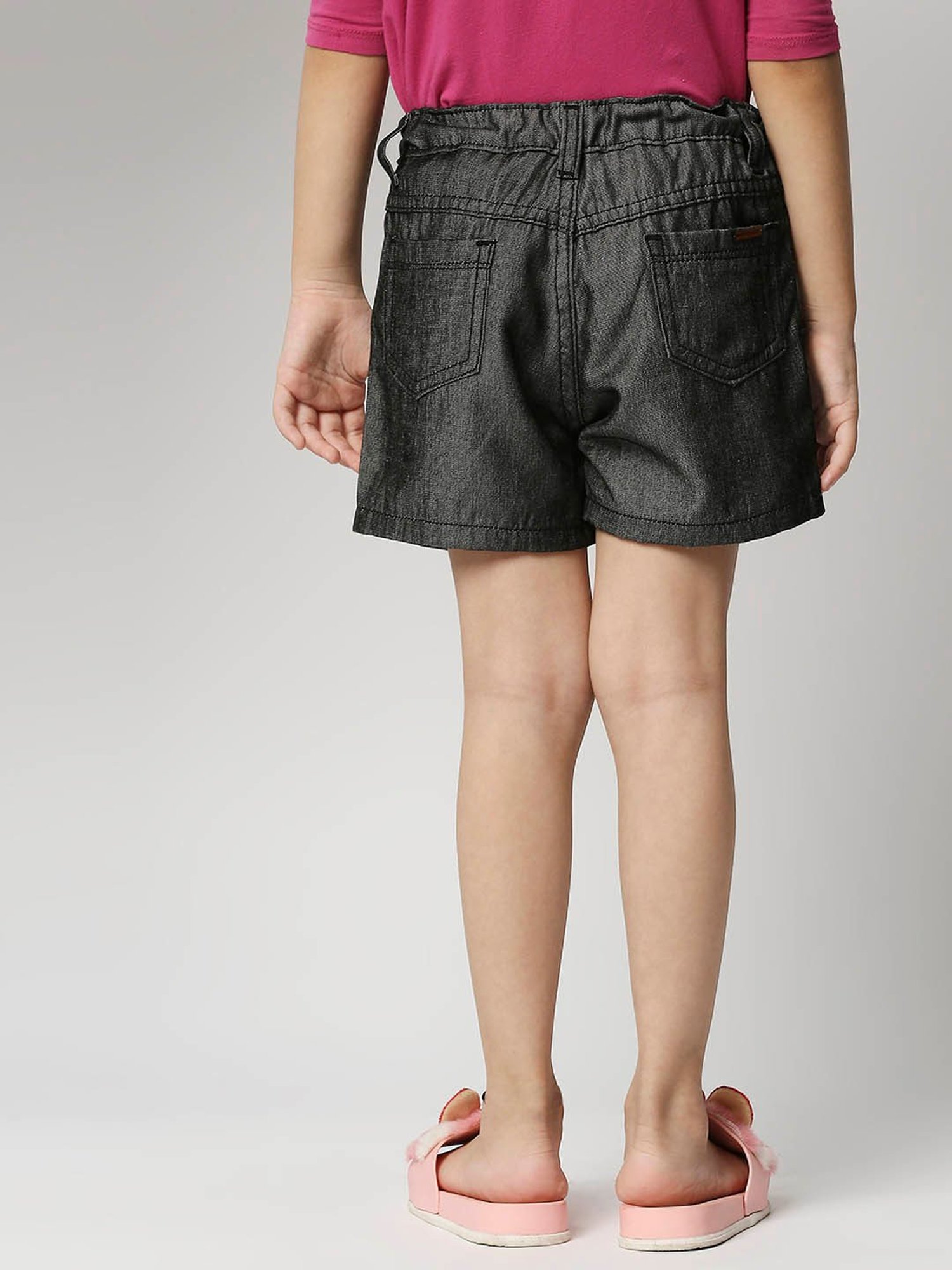 High Star Kids Grey Solid Shorts