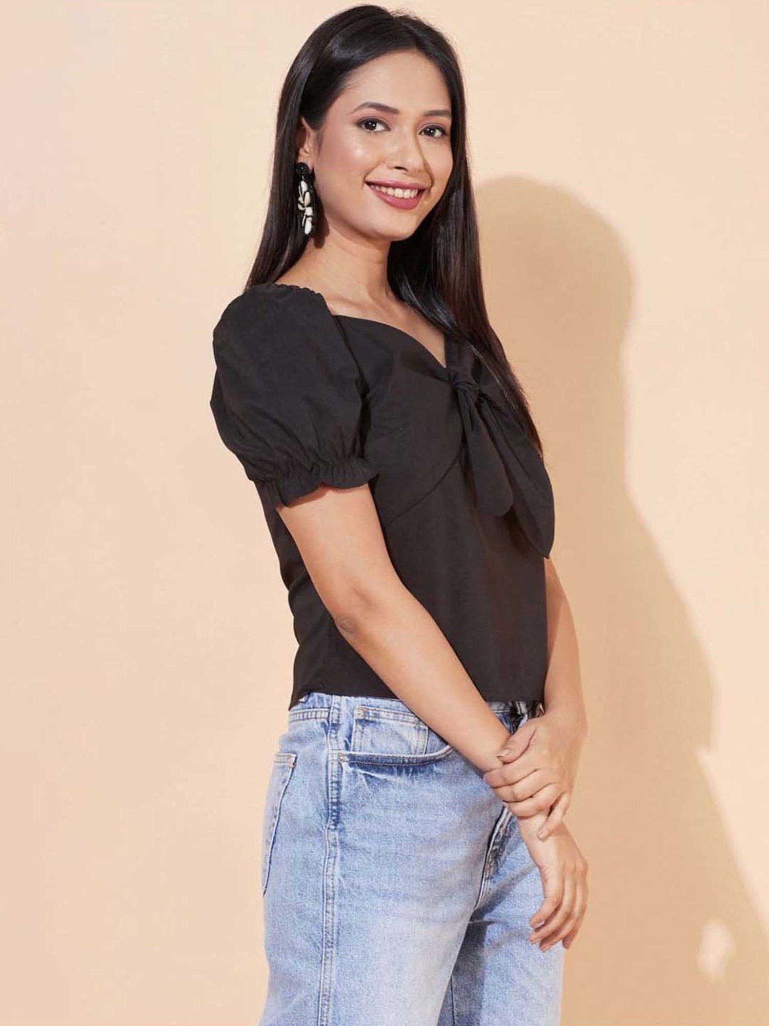 SELVIA Black Regular Fit Top